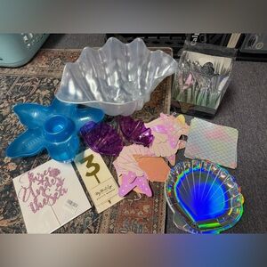 Mermaid Party Supplies Set with Shell Plates and Decorations